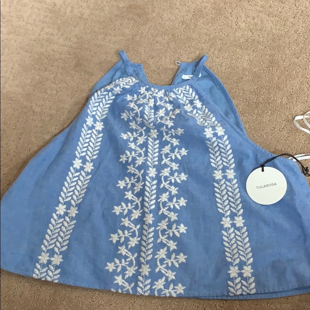 Embroidered blue crop top